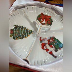 Vintage Ace Gift Collection CHRISTMAS TREE 3 Section Plate Holiday Buffet